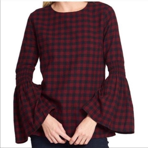 Beach Lunch Lounge Roberta Bell Sleeve Smocked Top L - Picture 1 of 16